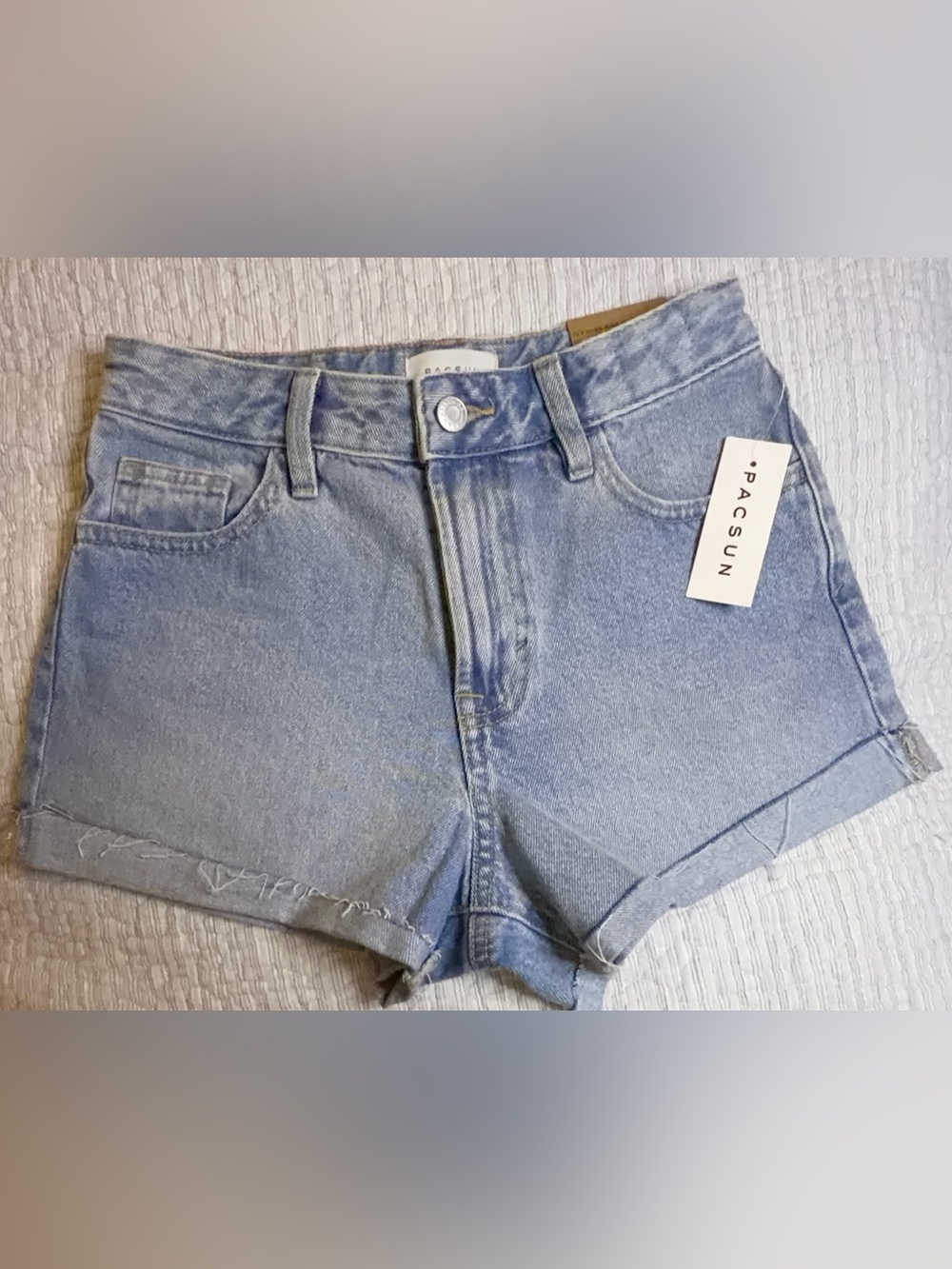 PacSun Light Blue High-Rise Cuffed Denim Shorts